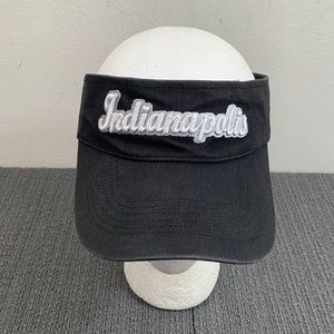 Indianapolis Visor Unisex Adjustable Black White Strapback Cap